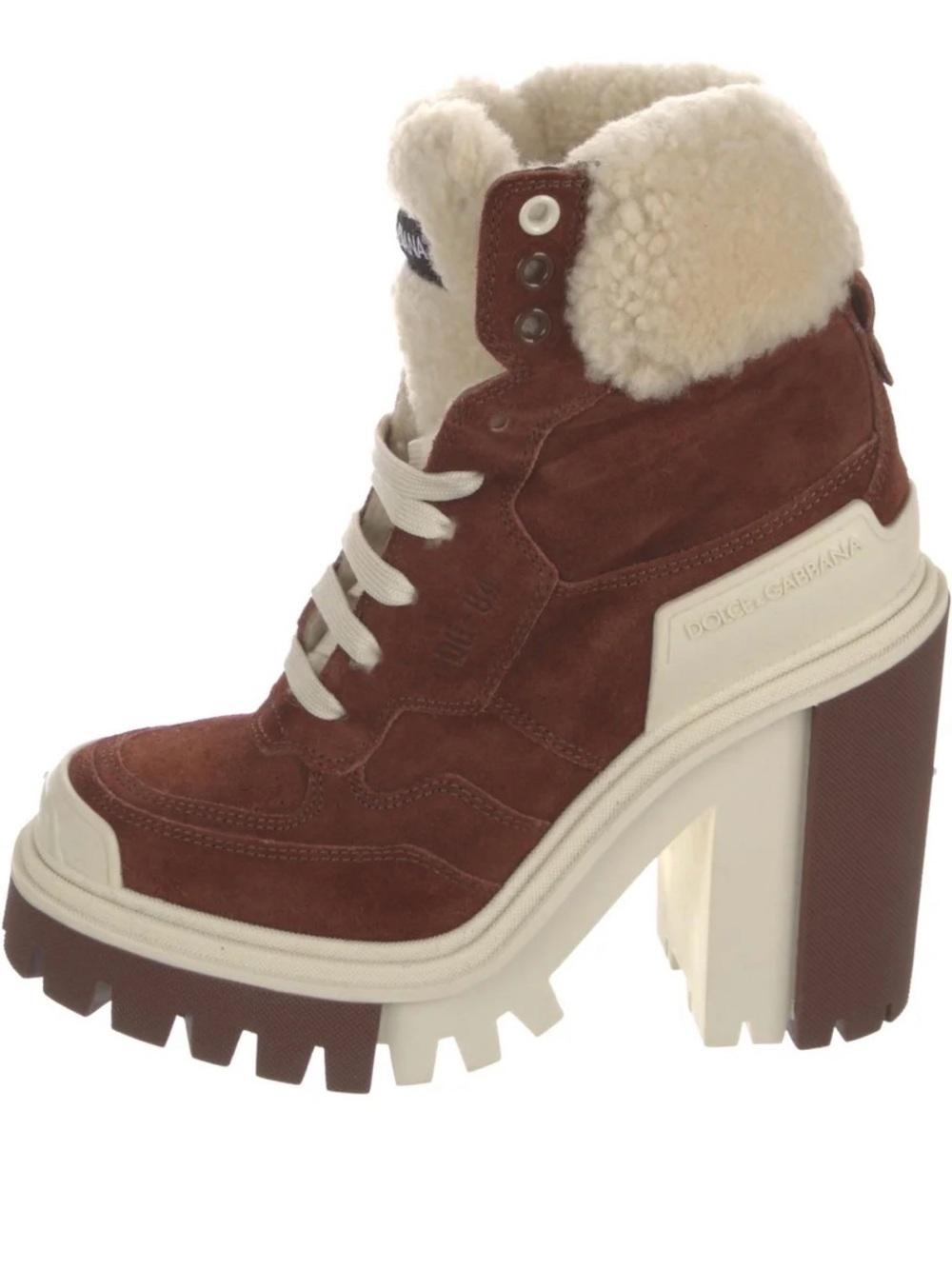Dolce & Gabbana Brown and White Lug Sole Clogs - Picture 2 of 3